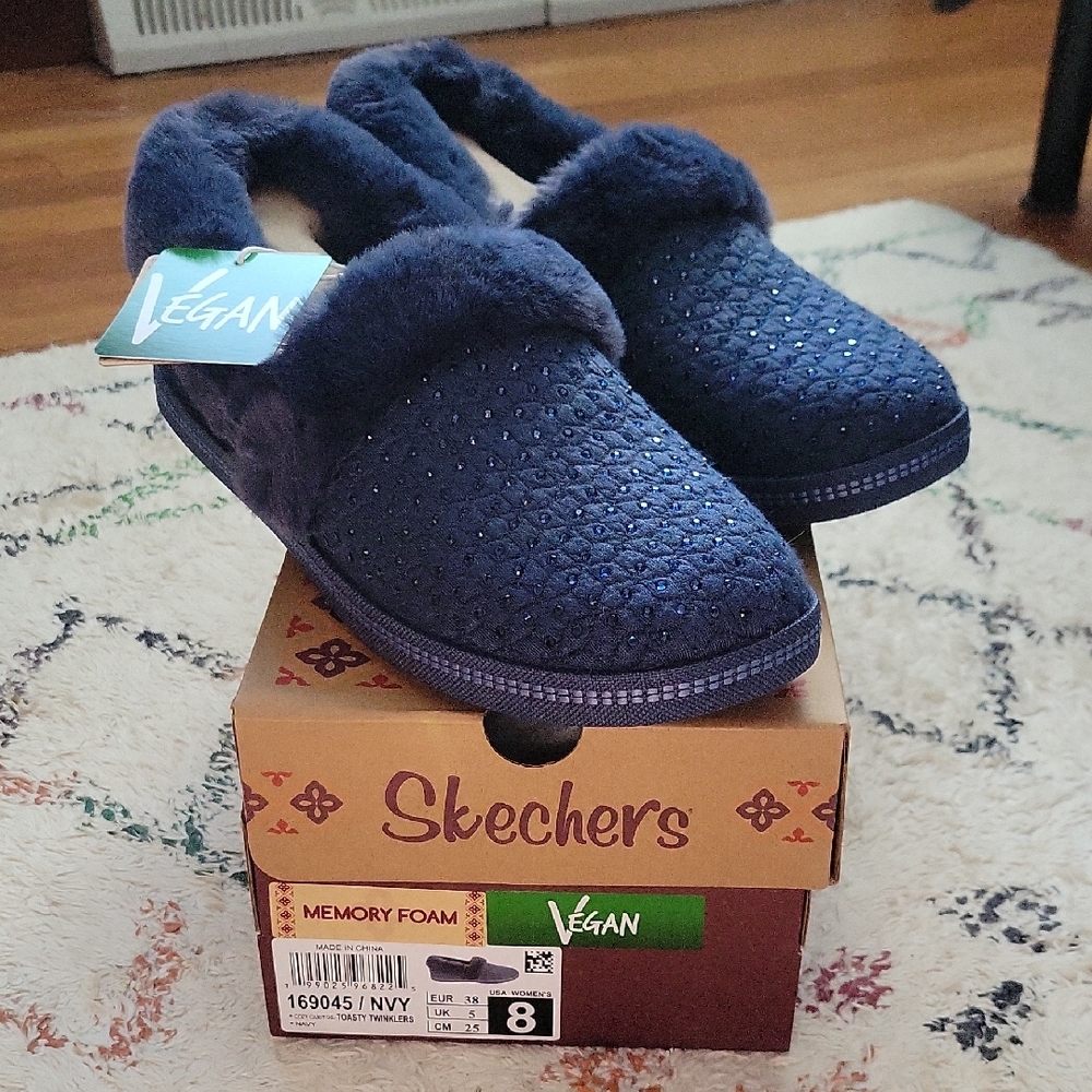 Skechers Navy Vegan Slippers